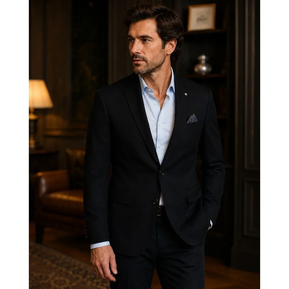 NHP Men's 38S Black Suit Jacket Double-Vented Two-Button (Saks Fifth Ave)